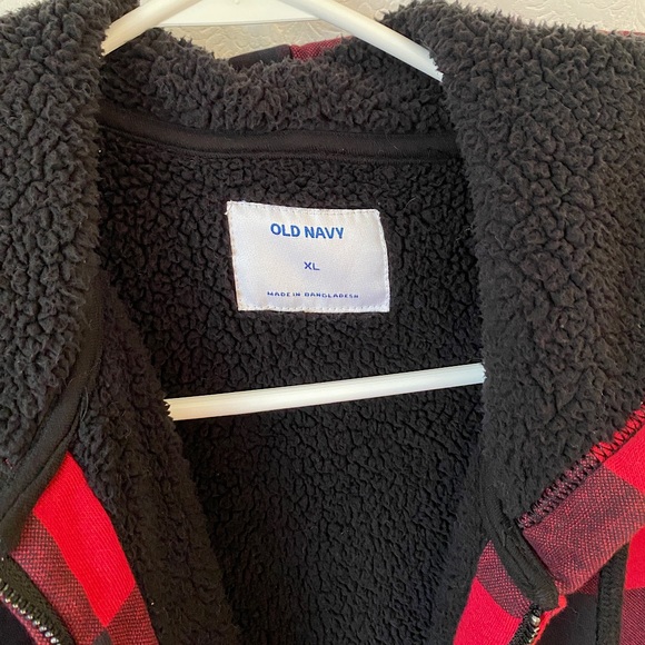 Old Navy Men's Buffalo Plaid Sherpa Hooded Jacket XL - Picture 5 of 6